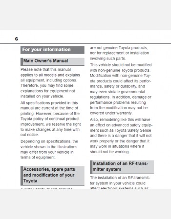 toyota gr yaris 2020 2021& 2022 owners manual